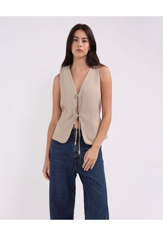 Chaleco Para Mujer  Color Beige Marca Patprimo #30250029 Patprimo