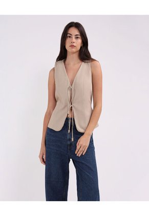 Chaleco Para Mujer Color Beige Marca Patprimo #30250029