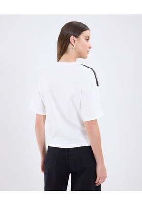 Camiseta Para Mujer Manga Corta Cuello Redondo Color Blanco Marca Patprimo #30093791