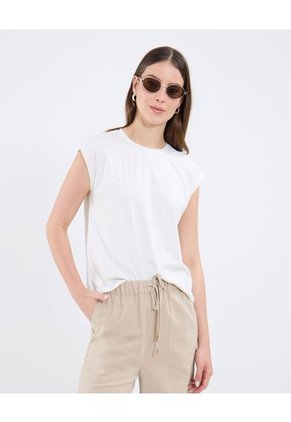 Camiseta Para Mujer Manga Sisa Cuello Redondo Color Blanco Marca Patprimo #30093796