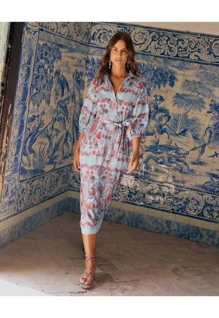 Vestido Para Mujer Manga 3/4 Color Azul Claro Marca Patprimo #30170996