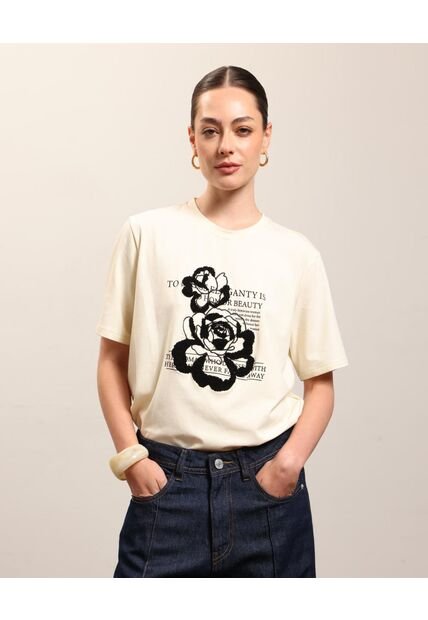 Camiseta  Para Mujer Manga Corta Moda Color Crudo Marca Patprimo #30097862