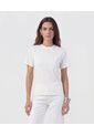 Camiseta Cuello Redondo Con Apliques   Para Mujer Blanco Patprimo de Patprimo