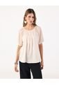 Blusa De Silueta Fluida Con Escote Fruncido  Para Mujer Beige Patprimo de Patprimo