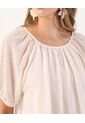 Blusa De Silueta Fluida Con Escote Fruncido  Para Mujer Beige Patprimo de Patprimo