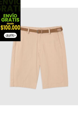 Bermuda Tipo Chino Con Cinturón   Para Hombre Café Patprimo Patprimo