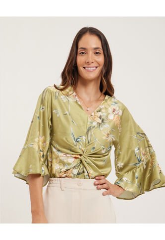 Blusa Para Mujer Manga 3/4 Color Verde Oscuro Marca Patprimo #30123190 Patprimo