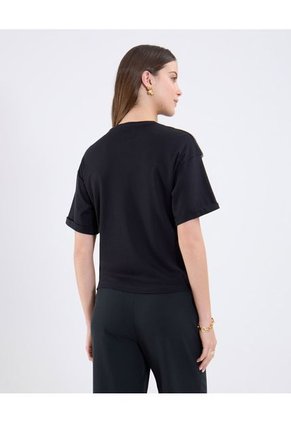 Camiseta Para Mujer Manga Corta Cuello Redondo Color Negro Marca Patprimo #30093791