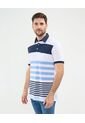 Polo Cuello Duro En Bloques  Para Hombre Blanco Patprimo de Patprimo