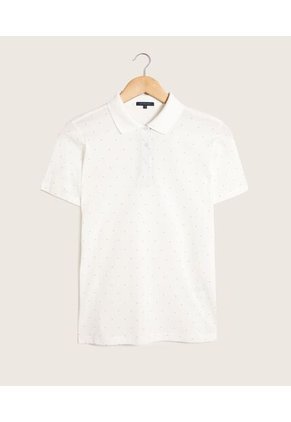 Polo Estampada Manga Corta Con Cuello Tejido Sin Bolsillo Para Mujer Blanco Patprimo
