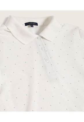 Polo Estampada Manga Corta Con Cuello Tejido Sin Bolsillo Para Mujer Blanco Patprimo