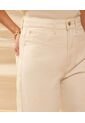 Jeans Barrel Tiro Alto Deshilachado   Para Mujer Crema Patprimo de Patprimo