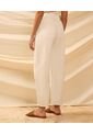 Jeans Barrel Tiro Alto Deshilachado   Para Mujer Crema Patprimo de Patprimo