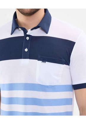 Polo Cuello Duro En Bloques  Para Hombre Blanco Patprimo