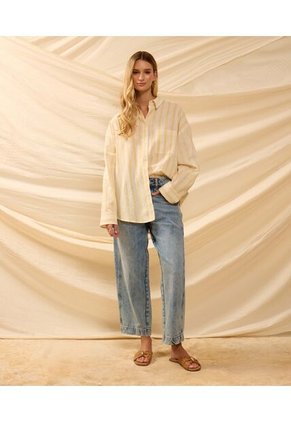 Camisa Oversize De Hombro Caído   Para Mujer Amarillo Patprimo