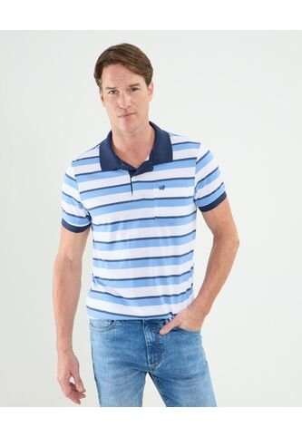 Polo Cuello Tejido Con Bolsillo Preteñida  Para Hombre Azul Patprimo Patprimo