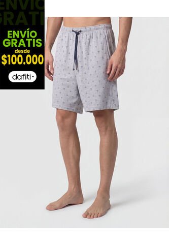 Pijama Corta Abotonada Estampada   Para Hombre Gris Patprimo Patprimo