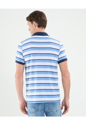 Polo Cuello Tejido Con Bolsillo Preteñida Para Hombre Azul Patprimo
