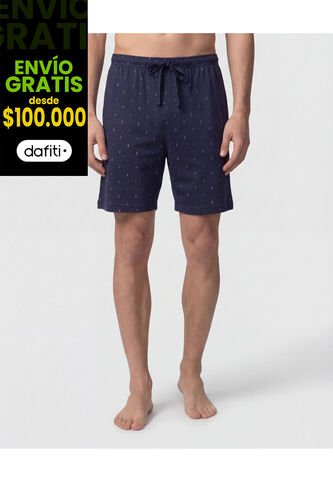 Pijama Corta Abotonada Estampada   Para Hombre Azul Patprimo Patprimo
