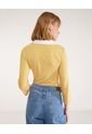 Polo Preteñida A Rayas, Manga 3/4 Con Cuello Duro Y Pechera Unicolor  Para Mujer Amarillo Patprimo de Patprimo