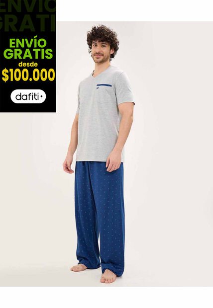 Pijama Para Hombre M/C P/L Color Gris  Marca Patprimo #44040209