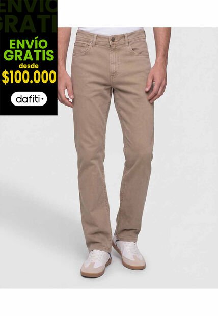 Jeans  Regular Fit Con Cinco Bolsillos  Para Hombre Beige Patprimo