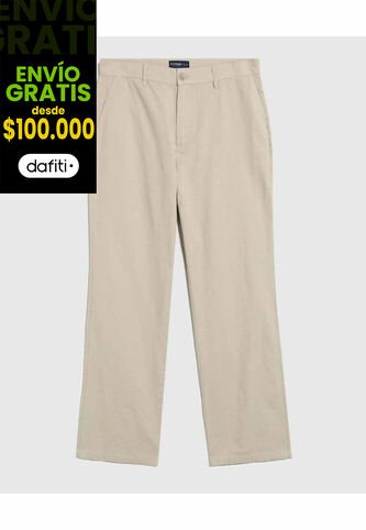 Pantalón Chino De Corte Recto   Para Hombre Beige Patprimo Patprimo