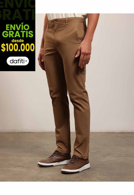 Pantalón Clásico  De Corte Recto  Para Hombre Café Patprimo