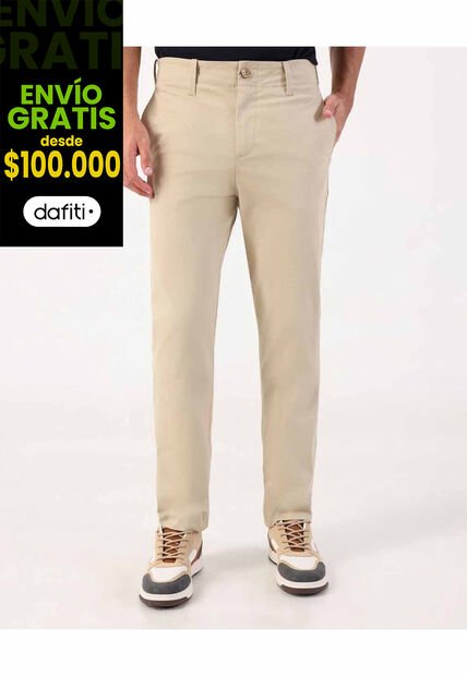 Pantalón Chino Unicolor De Corte Casual  Para Hombre Beige Patprimo