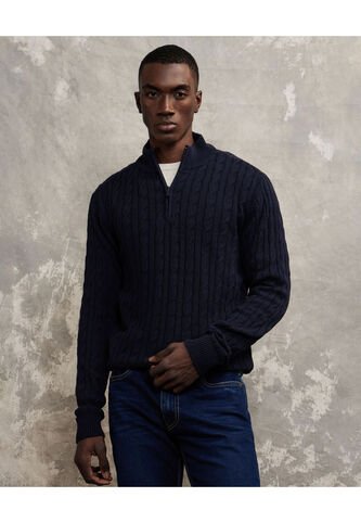 Saco Para Hombre Cuello Alto O Cuello Tortuga Color Azul  Marca Patprimo #44330202 Patprimo