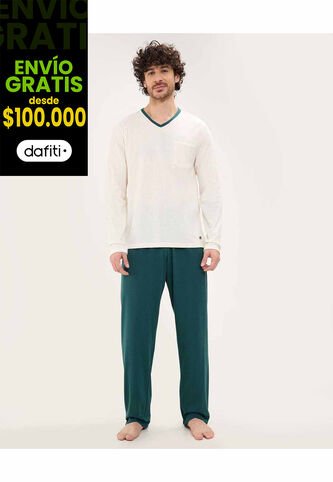 Conjunto De Pijama Manga Larga  Para Hombre Verde Patprimo Patprimo