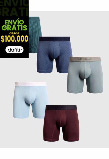 Set X5 Bóxers Largos Ergonómicos Con Detalles  X5 Para Hombre Surtido Patprimo