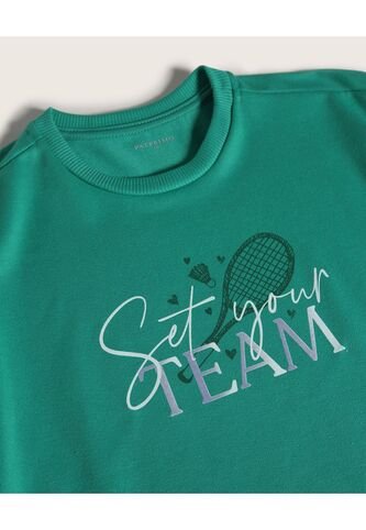 Buzo Cerrado Cuello Redondo Unicolor Con Screen  Infantil Niña Verde Patprimo Patprimo