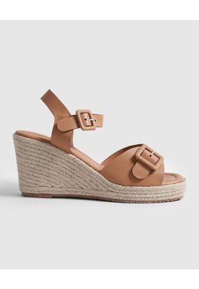 Sandalias Con Plataforma  Para Mujer Café Patprimo