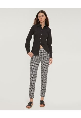 Pantalón Clásico Estampado  Para Mujer Negro Patprimo Patprimo