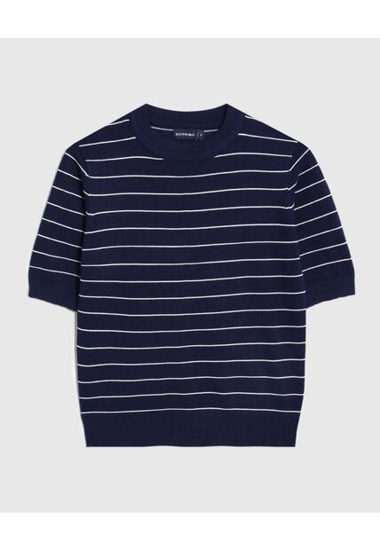 Camiseta A Rayas Manga Corta   Para Mujer Azul Patprimo