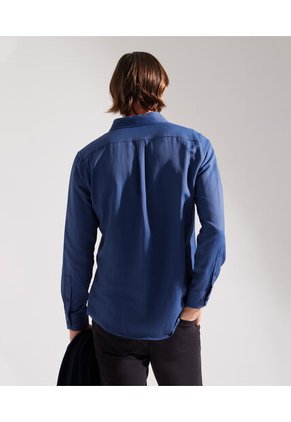 Camisa Para Hombre Manga Larga Sin Bolsillo Cuello Italiano Color Azul Rey Marca Patprimo #44012575