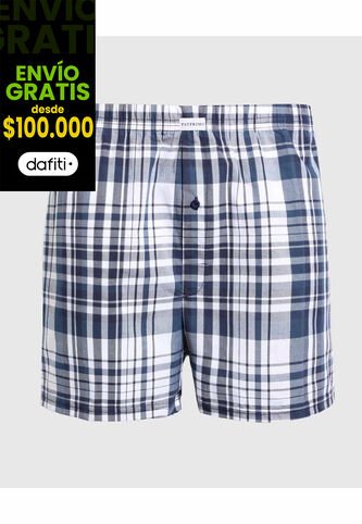 Bóxer A Cuadros De Tela Plana  X1 Para Hombre Azul Patprimo Patprimo