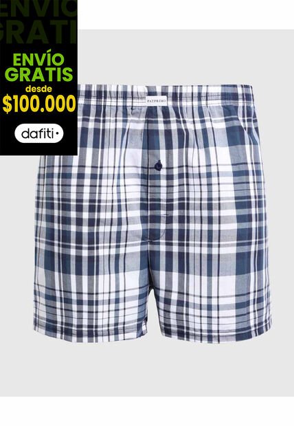 Bóxer A Cuadros De Tela Plana  X1 Para Hombre Azul Patprimo