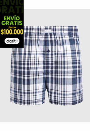 Bóxer A Cuadros De Tela Plana X1 Para Hombre Azul Patprimo