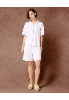 Camisa  Para Mujer Manga Corta Color Blanco Marca Patprimo #30010768