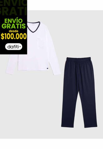 Pijama De Dos Piezas Confort   Para Hombre Blanco Patprimo Patprimo