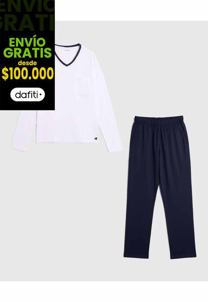 Pijama De Dos Piezas Confort   Para Hombre Blanco Patprimo