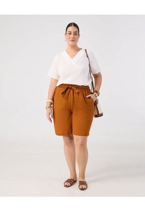 Blusa Con Detalle Tejido En Escote  Curvy  Para Mujer Blanco Patprimo