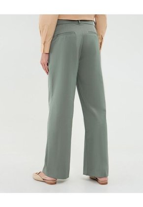 Pantalón Fluido Con Prenses  Para Mujer Verde Patprimo