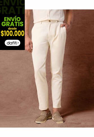 Pantalón Chino  Corte Slim Fit Moderno  Para Hombre Crema Patprimo Patprimo