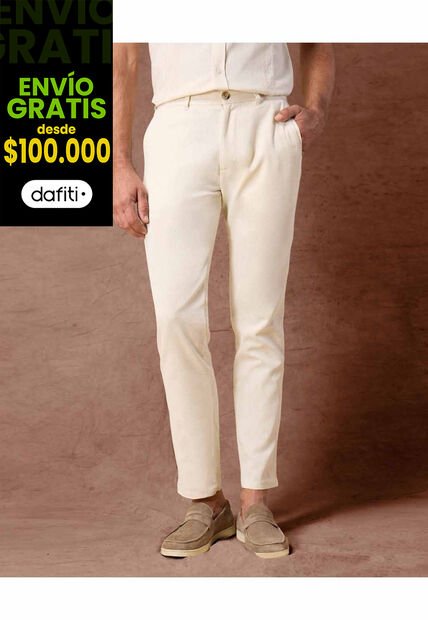 Pantalón Chino  Corte Slim Fit Moderno  Para Hombre Crema Patprimo