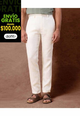 Pantalón De Lino Fresco  Con Corte Recto  Para Hombre Blanco Patprimo Patprimo
