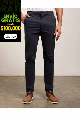 Pantalon Tipo Chino Unicolor   Para Hombre Azul Patprimo Patprimo