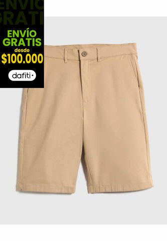 Bermuda Unicolor Con Bolsillos Diagonales   Para Hombre Beige Patprimo Patprimo
